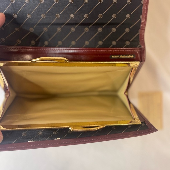 Rolfs Cowhide Vintage Leather Wallet Trifold W/Purse Clasp Gold Accent - Picture 11 of 13